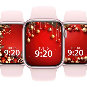 Sfondi natalizi per Apple Watch, quadrante estetico per Apple Watch, sfondo per orologio con palline di Natale, sfondo natalizio