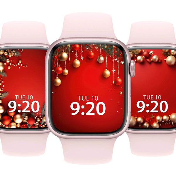 Christmas Apple Watch Wallpapers, Aesthetic Apple Watch Face, Christmas Balls Watch Background, Christmas Wallpaper