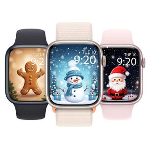 Pacchetto di sfondi natalizi per Apple Watch, quadrante Apple Watch, quadrante natalizio per Watch, sfondo natalizio, pupazzo di neve, Babbo Natale, pan di zenzero
