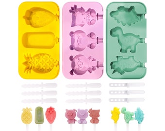 Silicone Popsicle Molds Set: Fun Shapes, Kids Ice Cream Bar Maker