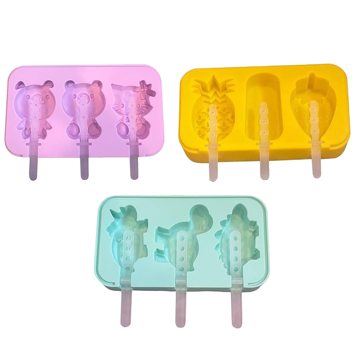 Popsicle Molds, Cakesilce Mold,silicone Popsicle Molds, Popsicle Mold 12  Pieces 50 Popsicle Sticks pink -  Denmark