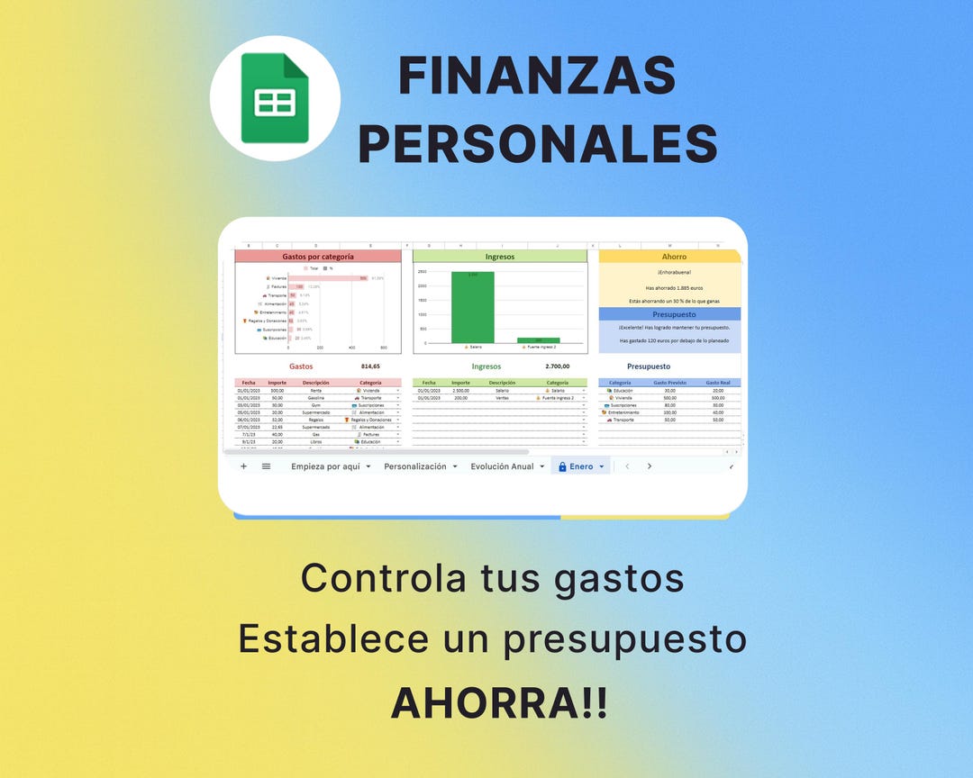 Plantilla De Finanzas Personales Para Google Sheets | Control De Gastos ...
