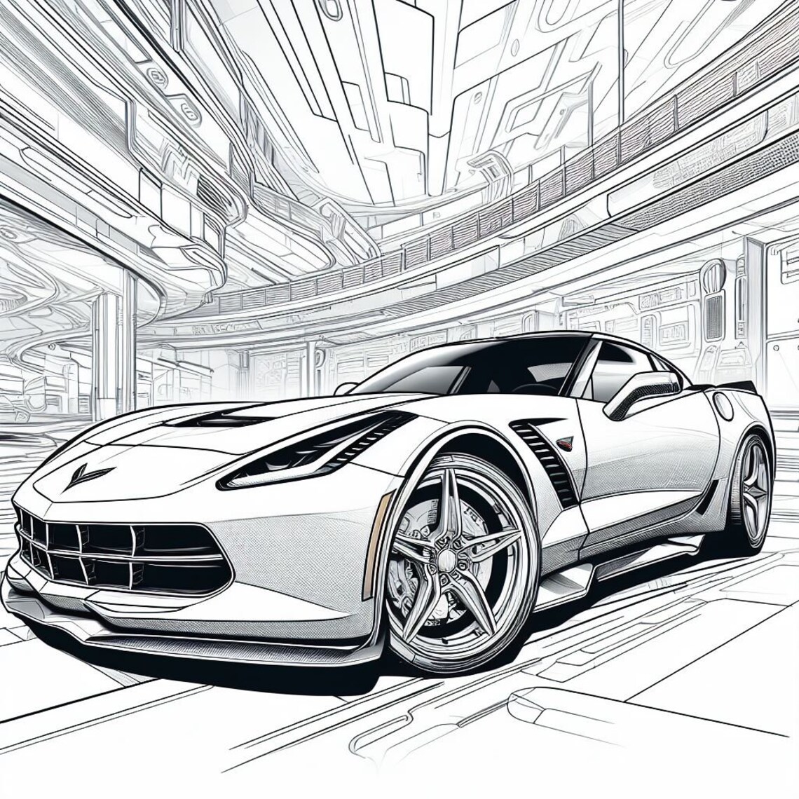 Corvette Stingray Coloring Pages - Etsy
