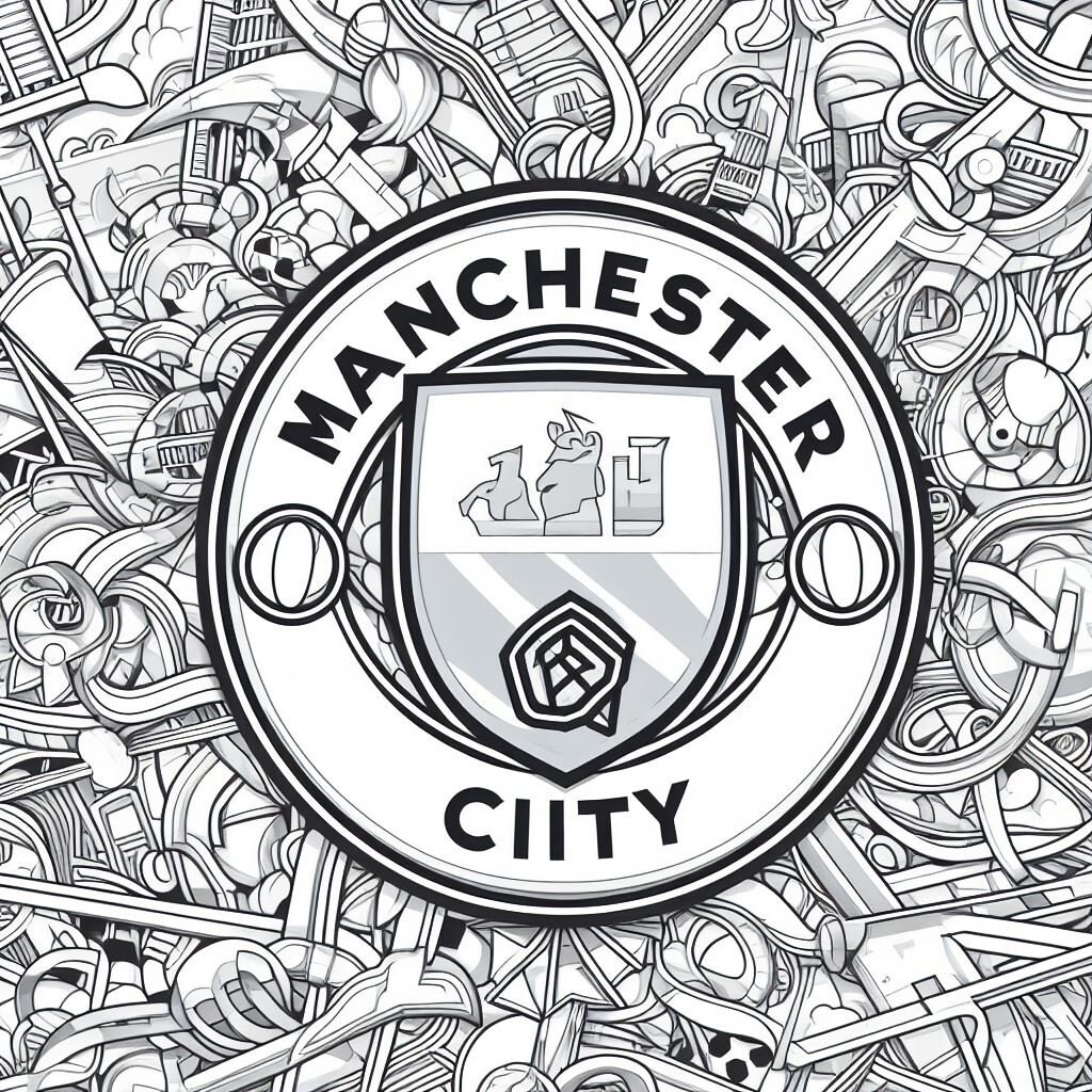 Manchester City FC logo, creative art, blue and white checkered