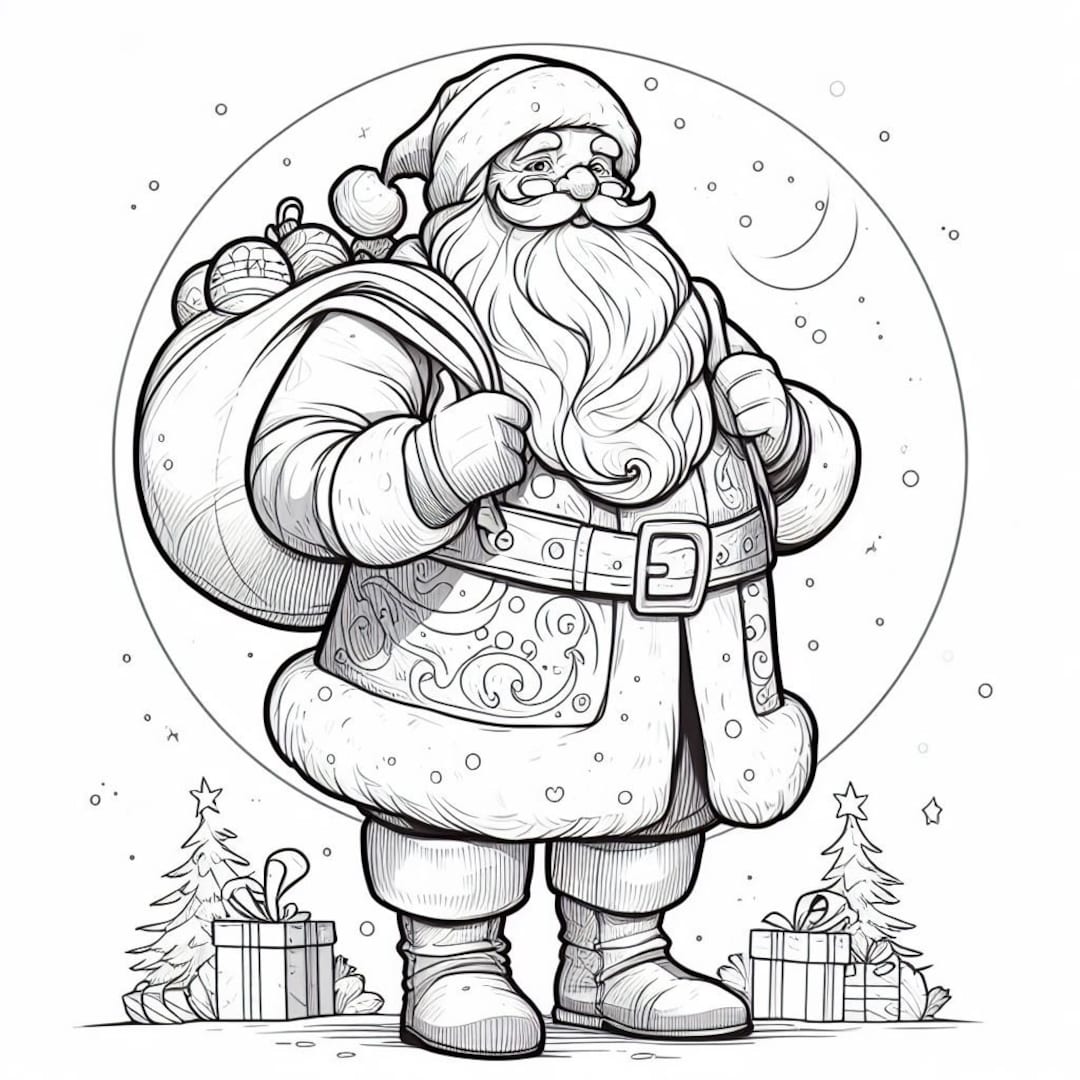 Weihnachtsmann 20 Seiten zum Ausmalen Etsy.de