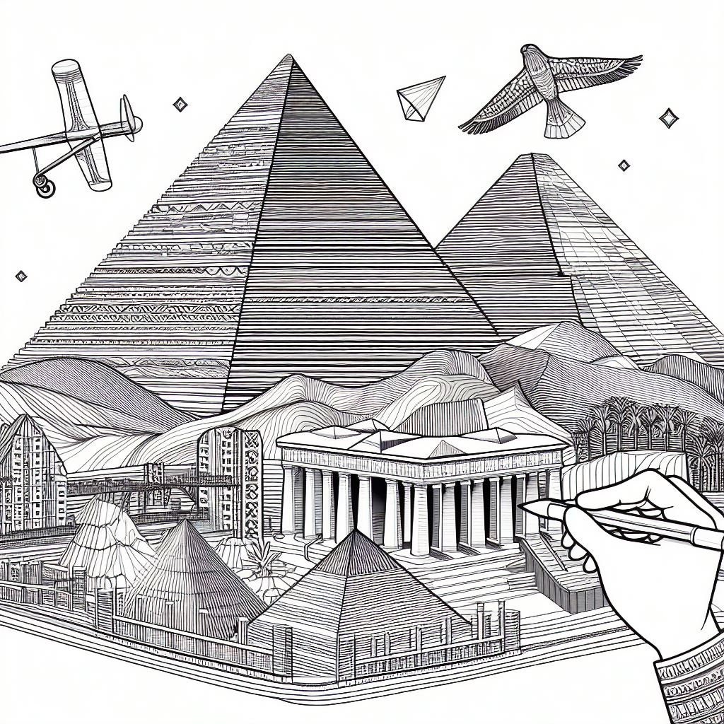 Egyptian Pyramids Coloring Pages Etsy