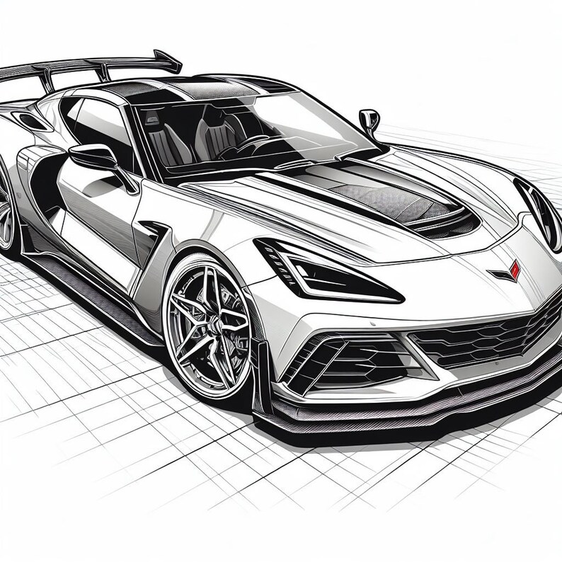 Corvette Stingray Coloring Pages - Etsy