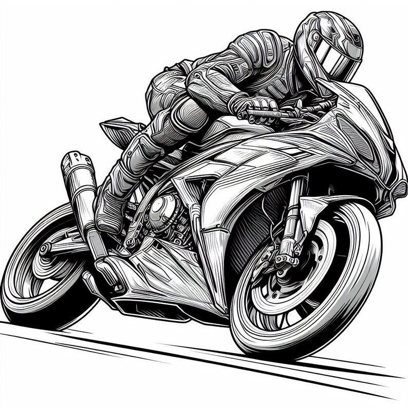 Motorcycle Rider Coloring Pages - Etsy