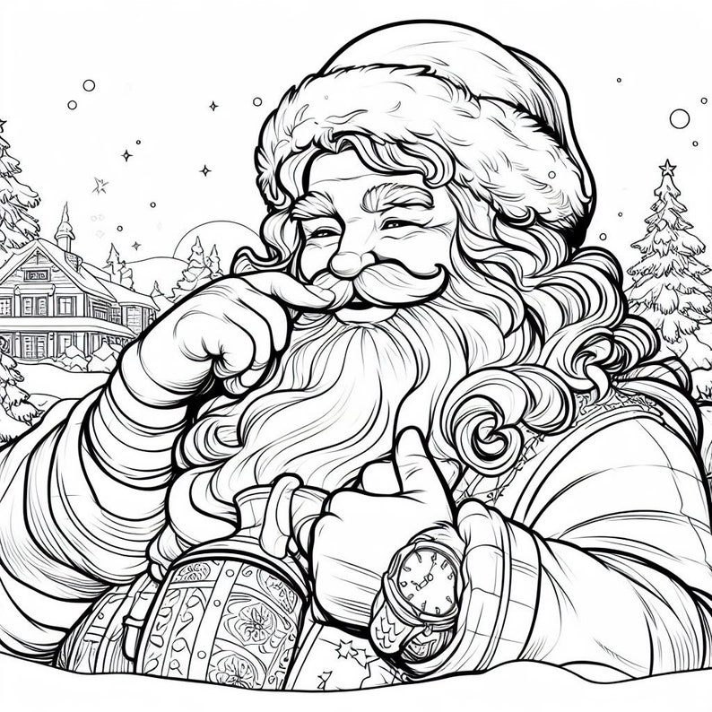 Weihnachtsmann 20 Seiten zum Ausmalen Etsy.de