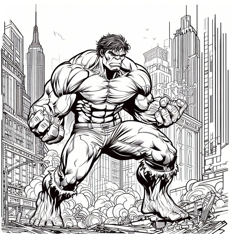Hulk 20 Coloring Pages - Etsy
