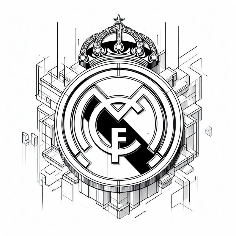 Real Madrid Logo Coloring Pages Etsy