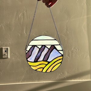 Stained Glass Mountain Range Sun Catcher