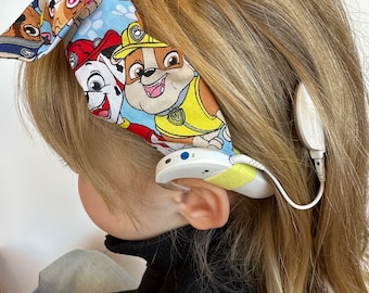 Cochlear Implant Headbands: Knotted, Bow, Bunched- Many Fabric Options, Paw Patrol