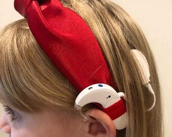 Cochlear Implant Headbands: Knotted, Bow, Bunched- Many Fabric Options, Holiday, Christmas