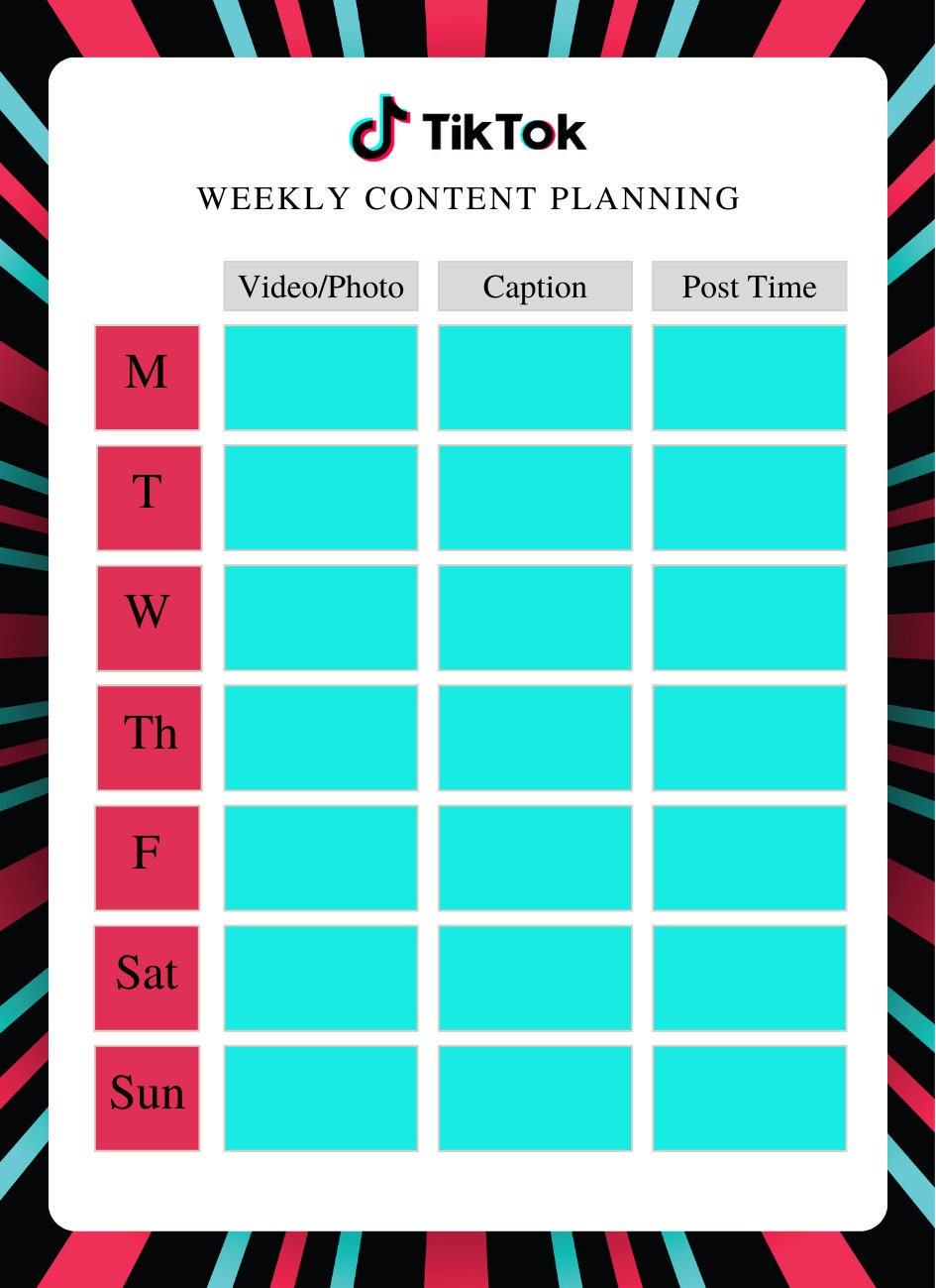 Digital and Editable Tiktok Daily Growth Checklist Tiktok Planner