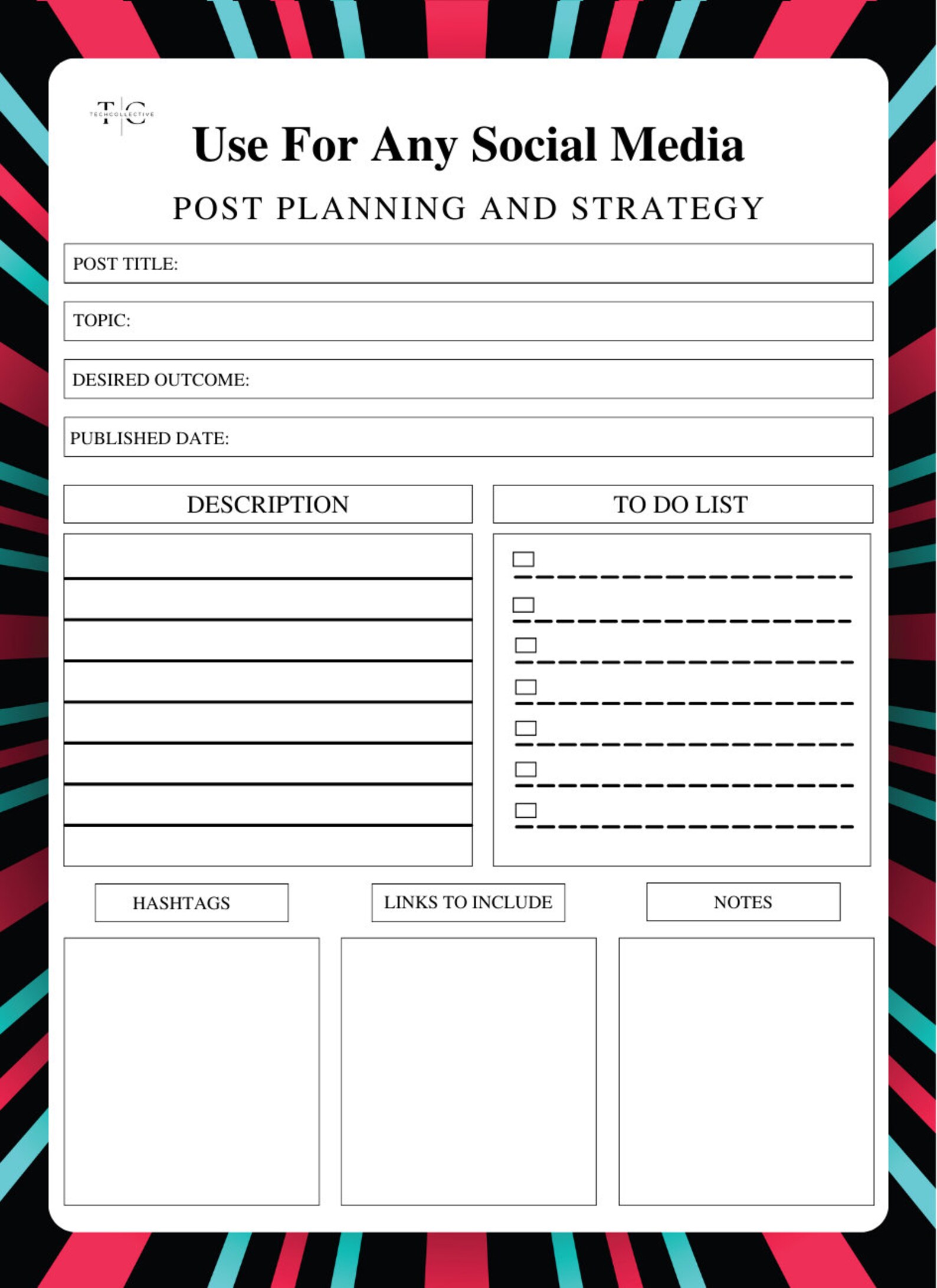 Digital Marketing and Editable Social Media Daily Growth Checklist ...