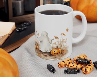 Niedliche Halloween-Tasse, lustige Kaffeetasse, gruselige Jahreszeit-Becher, Halloween-Getränkbecher, niedlicher Geist-Becher, Halloween-Kaffeetasse, alltägliche Keramiktasse