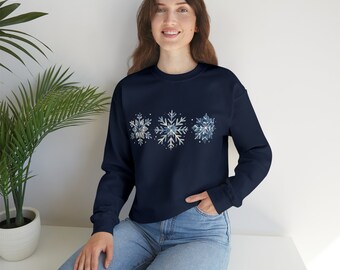 Winter Snowflake Crewneck Sweatshirt, Snow Cotton Sweatshirt, Snowflake Sweater, Winter Sweatshirt, Winter Gift, Holiday Gift Christmas Gift