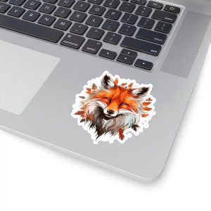 Autumn Fox Sticker, Foliage Sticker, Autumn Cozy Fall, Wildlife Gift, Birthday Fox Gift, Halloween Gift for Phones, Laptops, Phone Cases