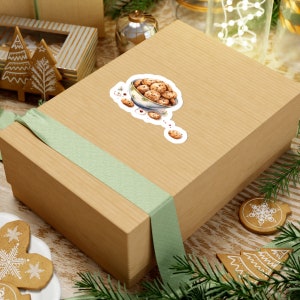 Rommelige kerstkoekjes sticker, leuke puinhoop bakken sticker, kerstcadeau cadeauverpakking sticker, vakantie cadeau cadeauverpakking, koekjes voor de kerstman
