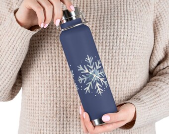 Blue Snowflakes Insulated Water Bottle, Snowflake Water Bottle, Holiday Gift, Christmas Gift, Christmas Water Bottle, Winter Wonderland
