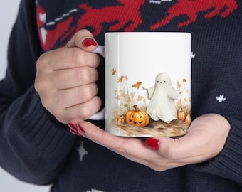 Cute Ghost Mug, Funny Coffee Mug, Spooky Season Mug, Drinkware, Cute Halloween Mug, Halloween Coffee Cup, Everyday Ceramic Mug, Spirited
