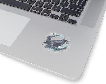 Pegatina de cuervo azul, pegatina de cuervo, arte gótico, pegatina de Halloween, regalo de Halloween, pegatina de academia oscura para teléfonos, computadoras portátiles, fundas de teléfono