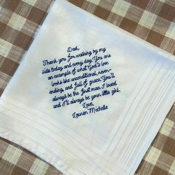 Personalized Embroidered Handkerchief | Custom Wedding Keepsake | Monogrammed Hanky | Unique Bridal Gift | Something Blue