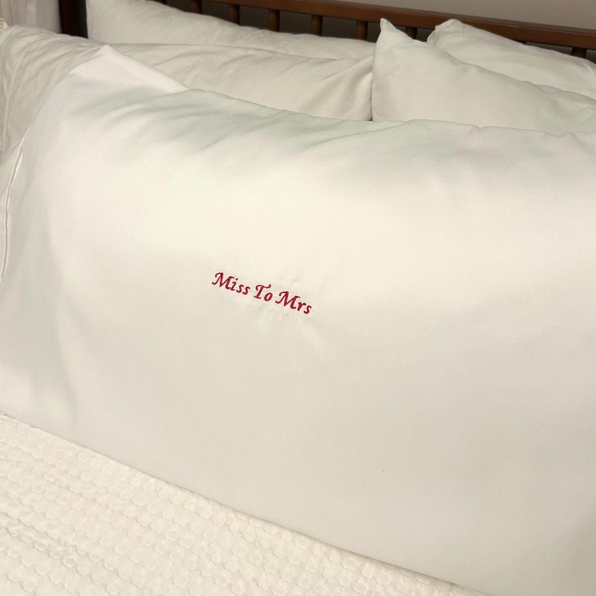 Embroidered Pillowcase: Miss to Mrs Bridal Pillowcase Centered - Wedding Gift, Bridal Shower Gift, Bachelorette Present, Gift for the Bride - Etsy