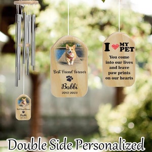 Personalized Pet Photo Wind Chime: Double-Sided Memorial Gift