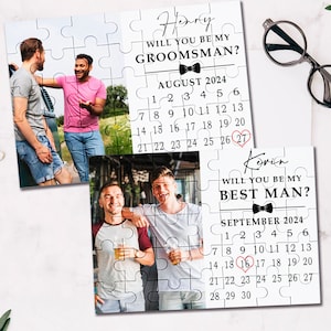 Carte puzzle pour proposition de garçon d'honneur, puzzle de proposition de calendrier, demandez Serez-vous mon témoin, cadeau homme d'honneur, idée de proposition amusante personnalisée