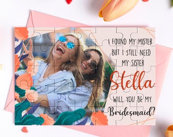 Personalized Bridesmaid Proposal Puzzle Card,Maid of Honor Photo Gift,Will You Be My Bridesmaid Puzzle,Custom Bridesmaid Photo Gift