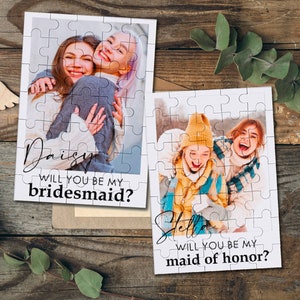 Bridesmaid Proposal Photo Puzzle,Personalized Will You Be My Bridesmaid Unique Attendant Card,Custom Maid Of Honor Card Gift