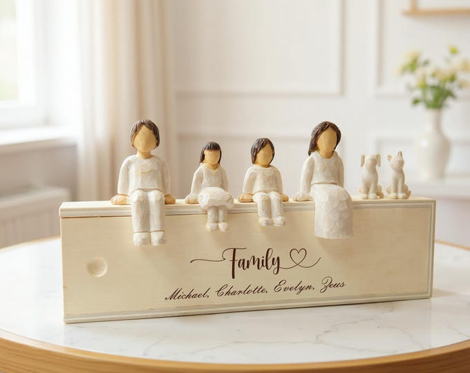 Custom Engraved Family Figurine Set, Family Keepsake, Personalized Home Décor Gift, Wedding Anniversary Decoration,Fathers day Gift