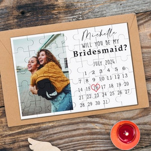 Quebra-cabeça de calendário de proposta de madrinha personalizado, cartão de quebra-cabeça de você será minha madrinha de honra, cartão de madrinha de honra, quebra-cabeça de convite