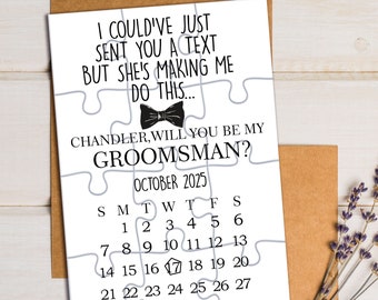 Custom Groomsman Calendar Proposal Puzzle,Funny Best Man Proposal Card,Unique Man of Honor Invite Puzzle Card,Idea Gift for Groomsman