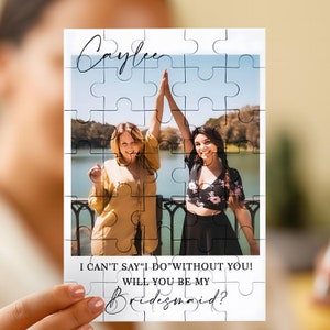 Carta puzzle per proposta di damigella d'onore, carta fotografica per damigella d'onore, regalo personalizzato per la scatola della damigella d'onore "Vuoi essere la mia damigella d'onore", carta per chiedere alla damigella d'onore