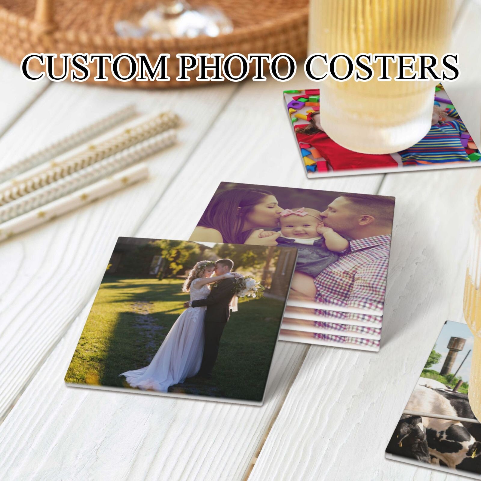 Mr. & Mrs. Personalized Stone Coaster Set, Wedding Gifts, Gifts
