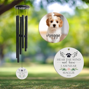 Personalized Pet Memorial Wind Chime: Custom Photo Ceramic Pendant