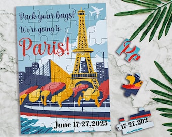 Paris Surprise Reveal Puzzle,Personalized We&#39;re Going to Paris,France Holiday Reveal Puzzle,Surprise Puzzle,Anniversary Gift,Birthday Gift