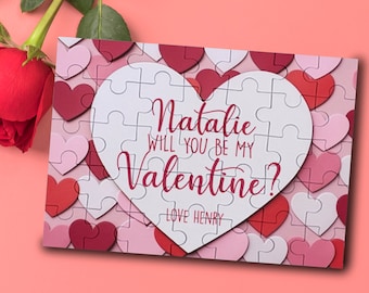 Personalized Will You Be My Valentine Puzzle,Custom Jigsaw Puzzle,Romantic Valentine's Day Gift for Her, Him, Ask Girlfriend Boyfriend