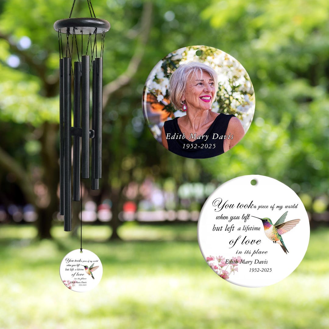 Personalized Hummingbird Memorial Wind Chime: Sympathy Gift, Garden ...