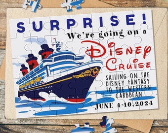 Rompecabezas sorpresa de crucero Disney, Rompecabezas personalizado para anunciar las vacaciones sorpresa, Rompecabezas infantil "¡Nos vamos de crucero!", Ideas de regalo de Disney