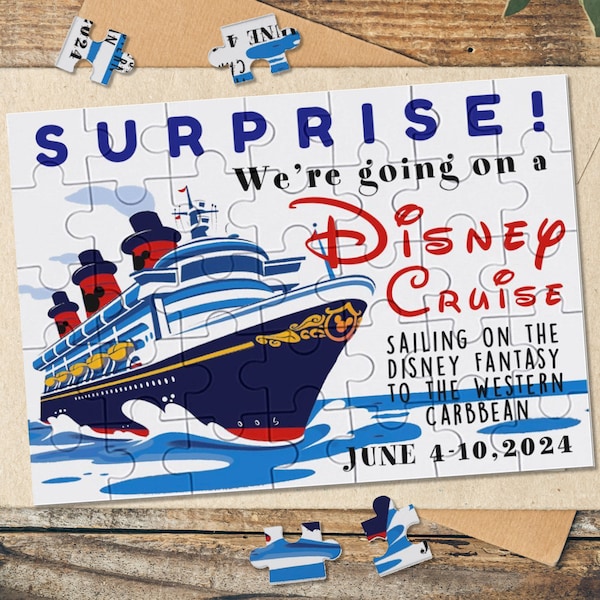 Disney Cruise Reveal Puzzle,Customize Surprise Vacation Announcement Puzzle,We're Going on Cruise Puzzle for Kids,Disney Wish Ideas Gift