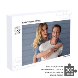 May include: A 300-piece jigsaw puzzle featuring a couple laughing and smiling. The puzzle is made of high-quality wood and is ideal for early education, developing intelligence, manual capability, and social skills.