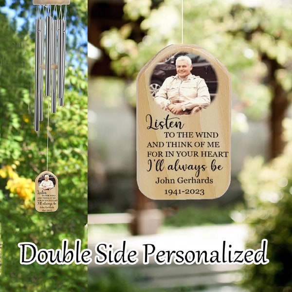 Personalized Memorial Wind Chime Custom Photo Remembrance Wind Chime Sympathy Gift, Loss of Loved One, Remembrance Gift, Outdoor Decor