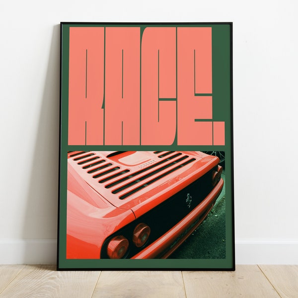 Race. | Illustration automobile | Impression sport automobile | Cadeau pour amateur de voitures | Décoration murale