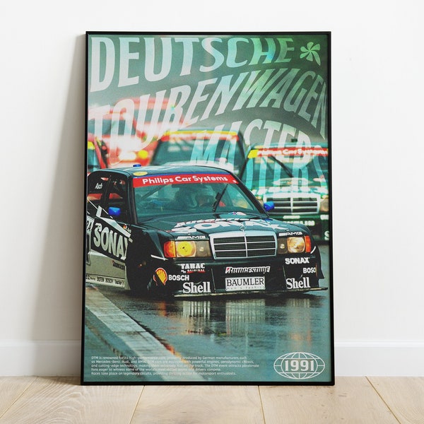 The Legendary DTM | Illustration automobile | Impression sport automobile | Cadeau pour amateur de voitures | Décoration murale