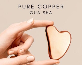 Pure Copper Gua Sha Tool - Facial Massager, Guasha Board for Face and Body Massage - Natural Beauty Ritual