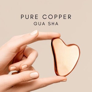 Pure Copper Gua Sha Tool - Facial Massager, Guasha Board for Face and Body Massage - Natural Beauty Ritual